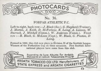 1936 Ardath Photocards Series D: Scottish Football Teams #36 Forfar Athletic F.C. Back