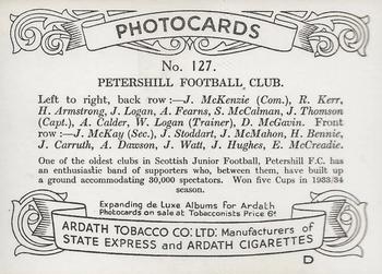 1936 Ardath Photocards Series D: Scottish Football Teams #127 Petershill F.C. Back