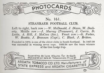 1936 Ardath Photocards Series D: Scottish Football Teams #161 Stranraer F.C. Back