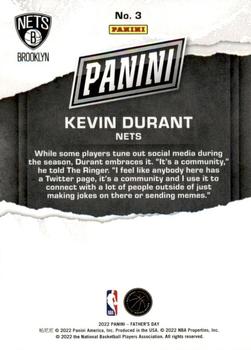 2022 Panini Father's Day #3 Kevin Durant Back