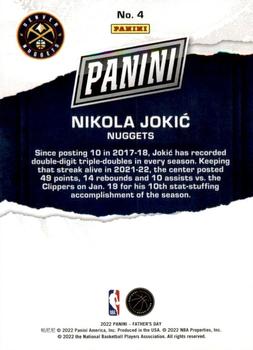 2022 Panini Father's Day #4 Nikola Jokic Back