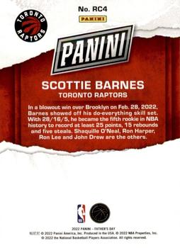 2022 Panini Father's Day - Rookies #RC4 Scottie Barnes Back