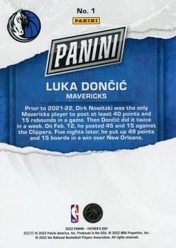 2022 Panini Father's Day - Purple #1 Luka Doncic Back
