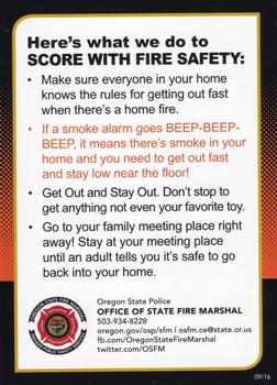 2016 Oregon State Police Score with Fire Safety #NNO Know the sound of your smoke alarm! Back