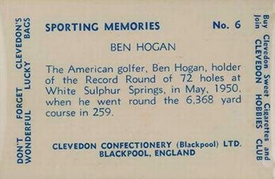 1962 Clevedon Confectionery Sporting Memories #6 Ben Hogan Back