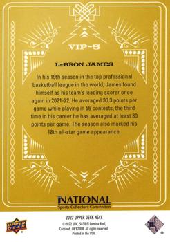 2022 Upper Deck National VIP Prominent Cuts #VIP-5 LeBron James Back