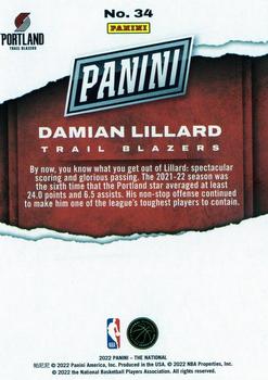 2022 Panini National Convention Silver Packs #34 Damian Lillard Back