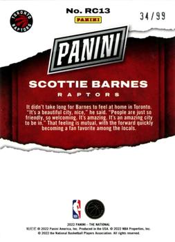 2022 Panini National Convention Silver Packs - Rookies Red #RC13 Scottie Barnes Back