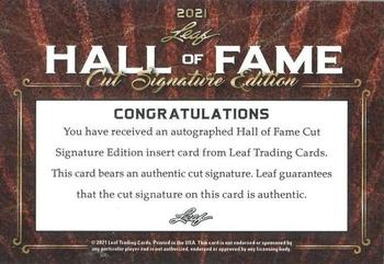 2021 Leaf Hall of Fame Cut Signature Edition #NNO Sam Huff Back