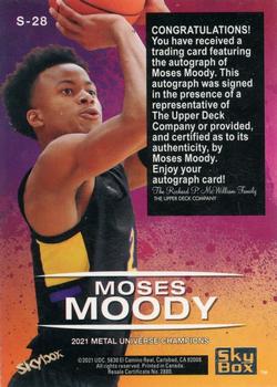 2021 SkyBox Metal Universe Champions - Skybox Premium Gold Autographs #S-28 Moses Moody Back