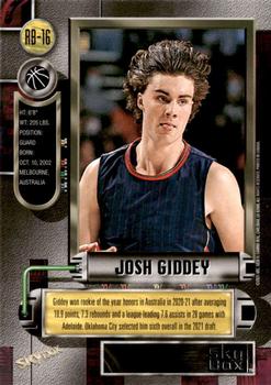 2021 SkyBox Metal Universe Champions - 1997-98 Retro #RB-16 Josh Giddey Back
