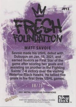 2021 SkyBox Metal Universe Champions - Fresh Foundation Pink Precious Metal Gems #FF13 Matt Savoie Back