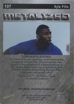 2021 SkyBox Metal Universe Champions - Base Gold Autographs #107 Kyle Pitts Back