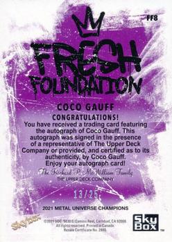 2021 SkyBox Metal Universe Champions - Fresh Foundation Silver Autographs #FF8 Coco Gauff Back