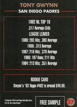 1992-94 Pocket Pages Cards - Free Samples #27 Tony Gwynn Back