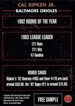 1992-94 Pocket Pages Cards - Free Samples #36 Cal Ripken Jr. Back