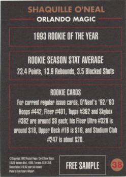 1992-94 Pocket Pages Cards - Free Samples #38 Shaquille O'Neal Back