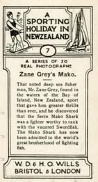 1928 Wills's A Sporting Holiday In New Zealand #7 Zane Grey's Mako Back