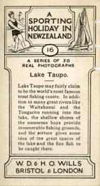 1928 Wills's A Sporting Holiday In New Zealand #16 Lake Taupo Back