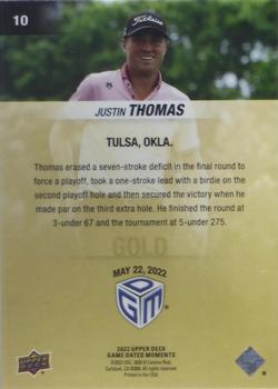 2022 Upper Deck Game Dated Moments - Gold #10 Justin Thomas Back
