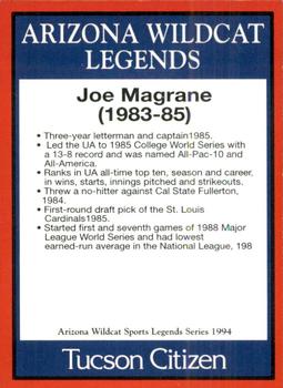 1994 Tucson Citizen Arizona Wildcats Sports Legends Series #NNO Joe Magrane Back