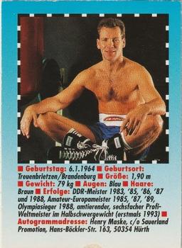 1995 Bravo Sport Magazine 'Champion Cards' #NNO Henry Maske Back