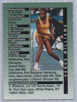 1999 Bravo Sport Magazine 'Champion Cards' #NNO Venus Williams Back