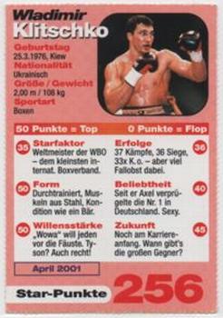 2001 Bravo Sport Magazine 'Star Cards' #256 Wladimir Klitschko Back
