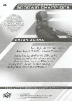2022 Upper Deck Goodwin Champions #36 Bryan Acuna Back