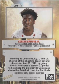 2022 SkyBox Metal Universe Champions #009 Adrian Griffin Jr. Back