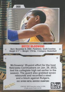 2022 SkyBox Metal Universe Champions #068 Bryce McGowens Back