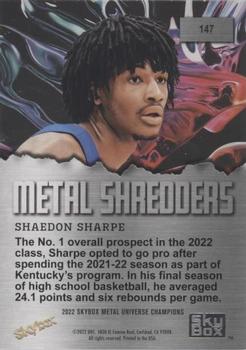 2022 SkyBox Metal Universe Champions #147 Shaedon Sharpe Back
