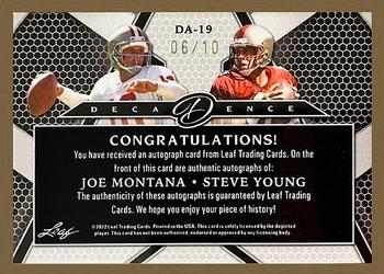 2022 Leaf Decadence - Dual Autographs Bronze #DA-19 Joe Montana / Steve Young Back