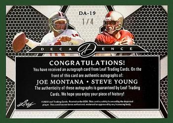 2022 Leaf Decadence - Dual Autographs Green #DA-19 Joe Montana / Steve Young Back