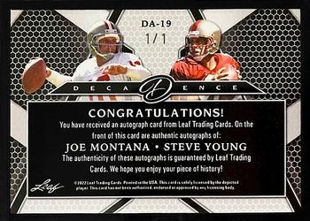 2022 Leaf Decadence - Dual Autographs Black #DA-19 Joe Montana / Steve Young Back