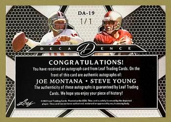 2022 Leaf Decadence - Dual Autographs Gold #DA-19 Joe Montana / Steve Young Back
