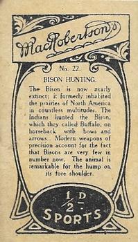 1916 MacRobertson's #22 Bison Hunting Back