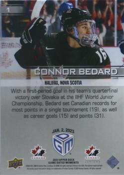 2023 Upper Deck Game Dated Moments #1 Connor Bedard Back
