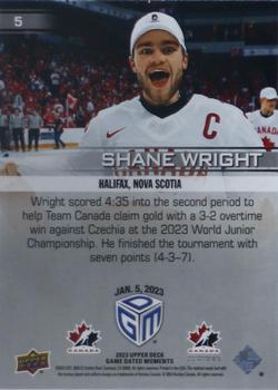 2023 Upper Deck Game Dated Moments #5 Shane Wright Back