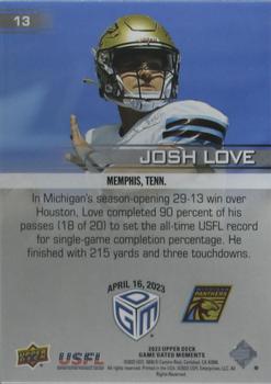 2023 Upper Deck Game Dated Moments #13 Josh Love Back