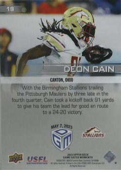 2023 Upper Deck Game Dated Moments #19 Deon Cain Back