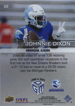 2023 Upper Deck Game Dated Moments #22 Johnnie Dixon Back