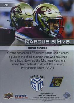 2023 Upper Deck Game Dated Moments #28 Marcus Simms Back