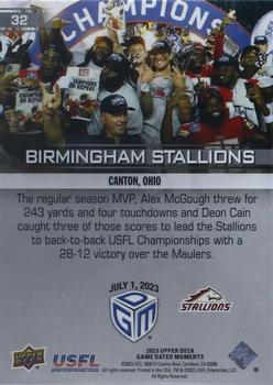 2023 Upper Deck Game Dated Moments #32 Birmingham Stallions Back