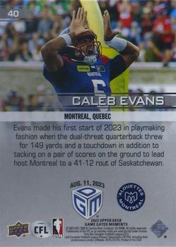 2023 Upper Deck Game Dated Moments #40 Caleb Evans Back