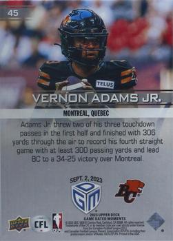 2023 Upper Deck Game Dated Moments #45 Vernon Adams Jr. Back