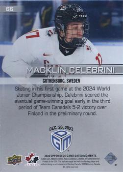2023 Upper Deck Game Dated Moments #66 Macklin Celebrini Back