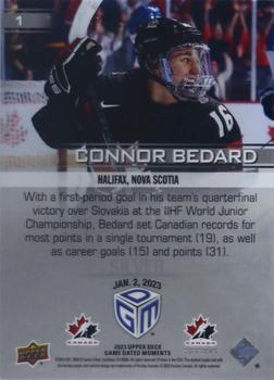 2023 Upper Deck Game Dated Moments - Silver #1 Connor Bedard Back