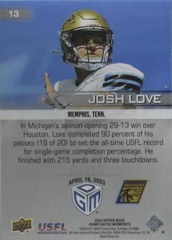 2023 Upper Deck Game Dated Moments - Silver #13 Josh Love Back