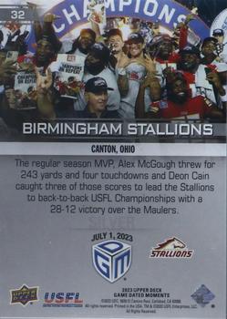 2023 Upper Deck Game Dated Moments - Silver #32 Birmingham Stallions Back